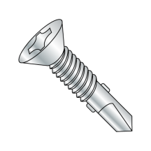 #4 Point - Flat - Phillips with Wings - Self Drilling Screws with Machine Screw Threads - Zinc
