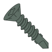 8-18X1 5/8 Phillips - Flat w/Nibs & Wings - Self Drilling Screws - Space Thread - Green Ceramic