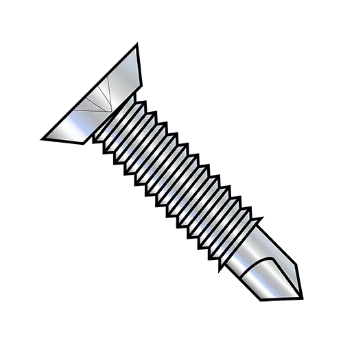 Flat - Undercut - Phillips - #12 with #10 Head - Self Drilling Screws with Machine Screw Threads - Zinc