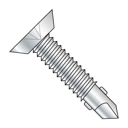Flat - Phillips - Undercut with Wings - Self Drilling Screws with Machine Screw Threads - Zinc