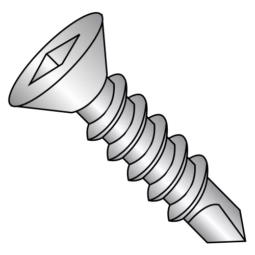 12-14X3/4 Square Drive - Flat Head - Self Drilling Screws - 18-8 Stainless