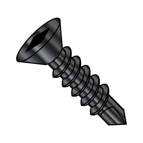 8-18X1 Square Drive - Flat Head - Self Drilling Screws - Black Oxide