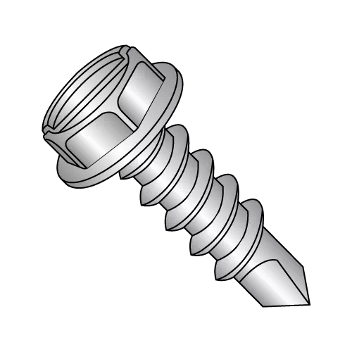 6-20X3/8 Hex Washer - Slotted - Self Drilling Screws - 410 Stainless