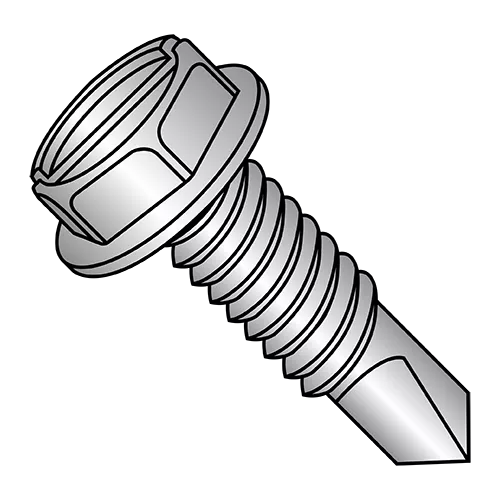 Slotted - Hex Washer - Self Driling Screws - Machine Screw Thread - 1,000 HR Rated - Silver Ruspert