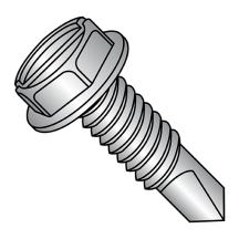 10-24X5/8 Slotted - Hex Washer - Self Driling Screws - Machine Screw Thread - 1,000 HR Rated - Silver Ruspert