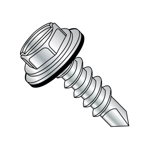 Hex Washer Slotted w/Neo-EPDM Washer - Self Drilling Screws - Zinc
