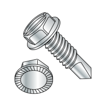 8-32X1/2 Serrated - Hex Washer - Slotted - Zinc