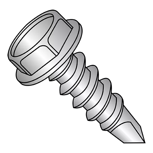 Unslotted - Hex Washer - Self Drilling Screws - #1 Stitch Point - Silver Ruspert