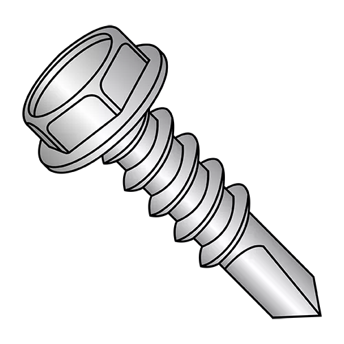 Unslotted - Hex Washer - Self Drilling Screws - #4 Point - Silver Ruspert