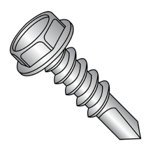 12-14X7/8 Unslotted - Hex Washer - Self Drilling Screws - #4 Point - Silver Ruspert