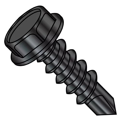 Unslotted - Hex Washer - Self Drilling Screws - Black Zinc - 1,000 Hour Salt Spray Rated