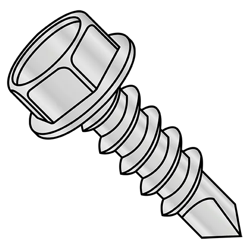 Hex Washer - Unslotted - High Head - Self Drilling Screws - Zinc