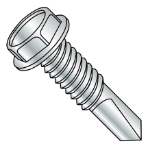 1/4-20X1 1/4 #4 Point - Hex Washer - Unslotted - Self Drilling Screws - Machine Threads - Zinc