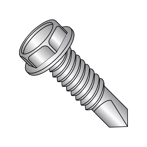 Hex Washer - Unslotted - Self Drilling Screws - Machine Threads  - 410 Stainless