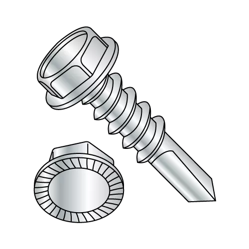 #4 Point - Serrated Hex Washer - Unslotted - Self Drilling Screw - Zinc