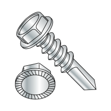 5/16-12X1 1/4 #4 Point - Serrated Hex Washer - Unslotted - Self Drilling Screw - Zinc