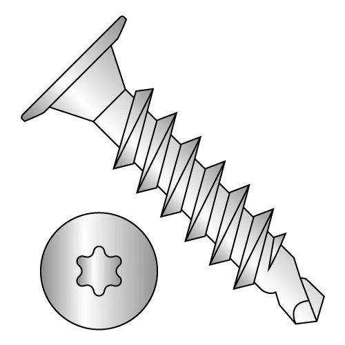 Wafer - Six-Lobe - Self Drilling Screws w/ Spaced Threads - 18-8 Stainless