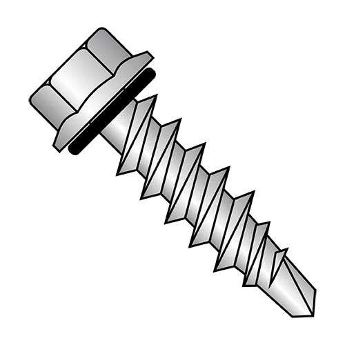 Unslotted - Hex Flange With Rubber Washer - Self Drilling Screws - #1 Stitch Point - 1,000 Hour Rated High Corrosion Resistance 