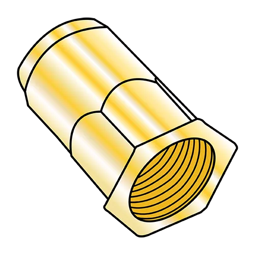 Large Flange - Semi-Hex Body - Rivet Insert Nuts - Zinc Yellow