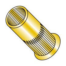 M10X1.50X3.56 Blind Threaded Inserts - Small Head Ribbed - Zinc Yellow (Metric)