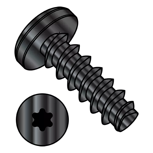 Pan - Six Lobe - Generic Alternatives to Plastite® / Plas-Fix® 45 Thread Rolling Screws* - Black Oxide