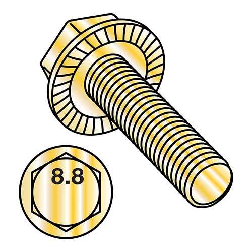 DIN 6921 - Serrated Hex Washer - Flange Screws - Class 8.8 - Zinc Yellow