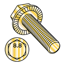 M8-1.25X25 DIN 6921 - Serrated Hex Washer - Flange Screws - Class 8.8 - Zinc Yellow