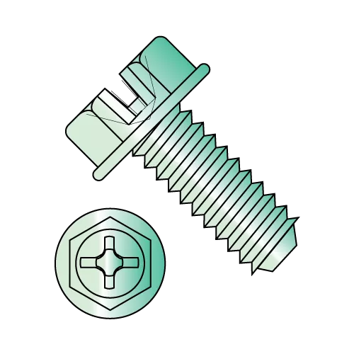 Combination Recess Hex Washer Head Machine Screws Zinc Green