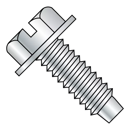 Slotted - Hex Washer - Machine Screws - with 3/16 Dog Point - Steel Zinc