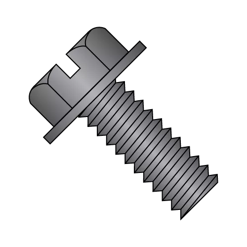 Slotted - Indented - Hex Washer - Machine Screws - Black Oxide