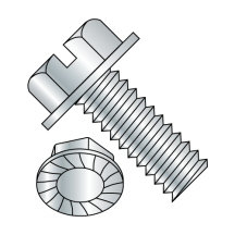10-24X3/8 Serrated - Hex Washer - Slotted - Machine Screws - Zinc