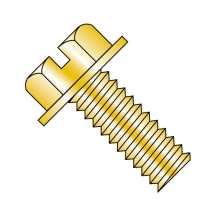 Slotted - Indented - Hex Washer - Machine Screws - Zinc Yellow
