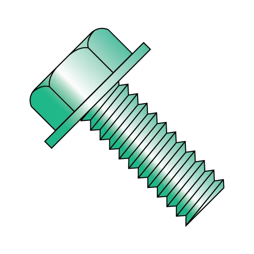 8-32X1/4 Unslotted - Indented - Hex Washer - Grounding Screw - Zinc Green