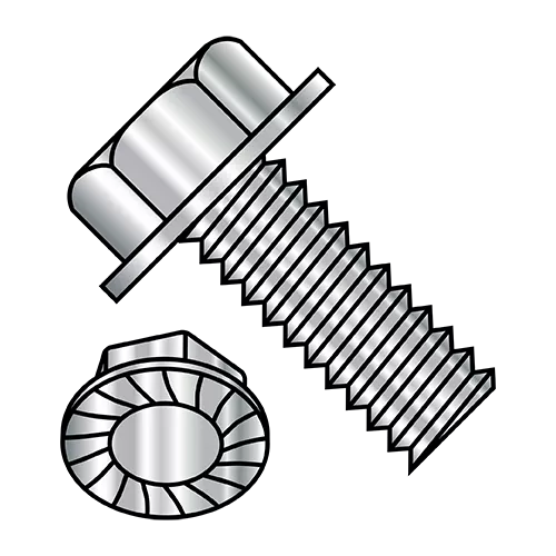 Unslotted Indent Hex Washer Head Serrated Machine Screw F T 18 8 Stainless Steel