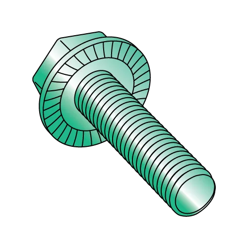 8-32X1/2 Serrated Hex Washer - Case Hardened - Flange Screws - Zinc Green