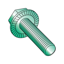 8-32X1/2 Serrated Hex Washer - Case Hardened - Flange Screws - Zinc Green