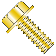 1/4-20X1/2 Unslotted - Indented - Hex Washer - Machine Screws - Zinc Yellow - RoHS