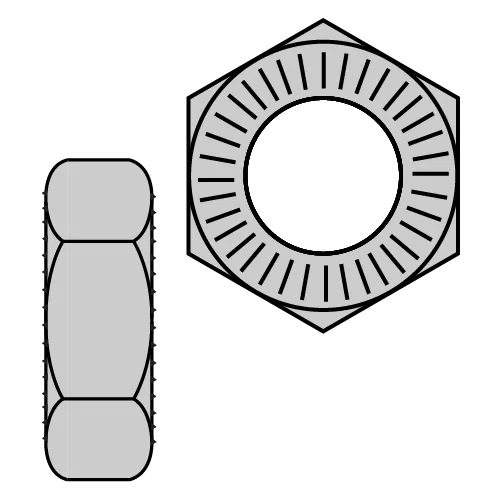 Double Serrated - Hex Lock Nuts - Case Hardened Steel - Zinc