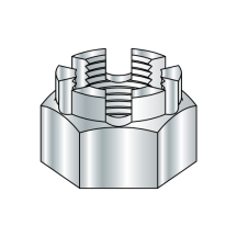 1 1/4-7 Castle Nut - Low Carbon Steel - Zinc Plated