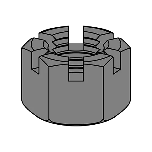 Slotted Hex Nuts - Heavy Pattern - Plain Finish