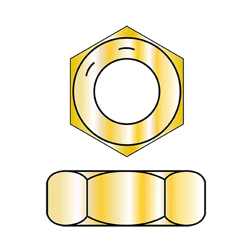 Hex Jam Nuts - Grade 8 - Zinc Yellow