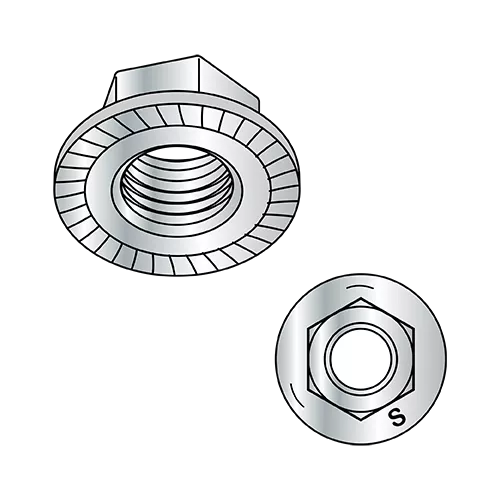 Serrated - Large Flange Hex Nuts - Grade 5 - Zinc
