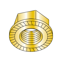 3/8-16 Serrated Hex Flange Lock Nut - Zinc Yellow Plated - Case Hardened