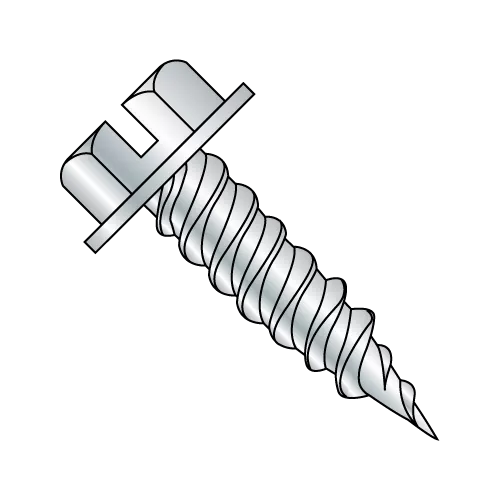Slotted - Hex Washer - Self Piercing Screws - Zinc