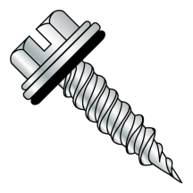 10X1 1/2 Slotted - Hex Washer - Self Piercing Screws w/ Bonded Neo-EPDM Washer