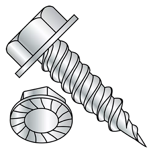 10-16X1/2 Unslotted - Hex Washer - Serrated - Self Piercing Screws - Zinc