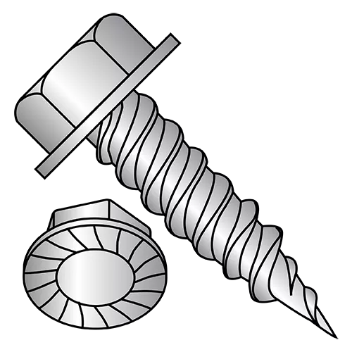 Unslotted - Hex Washer - Serrated - Self Piercing Screws - 1,000 Hour Salt Spray