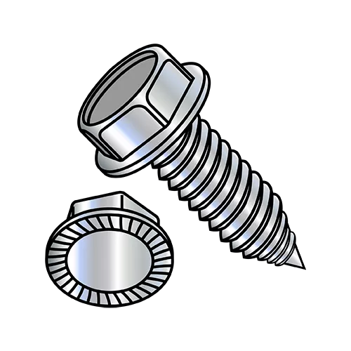 Unslotted - Hex Washer - Serrated - Machine Screw Thread - Self Piercing Screws - Zinc
