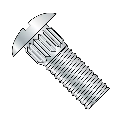 Track Bolts - Slotted Round - Ribbed Neck - Zinc