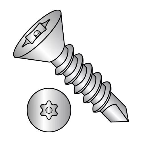 Flat - 6 Lobe Pin In - Self Drilling Screws - 410 Stainless